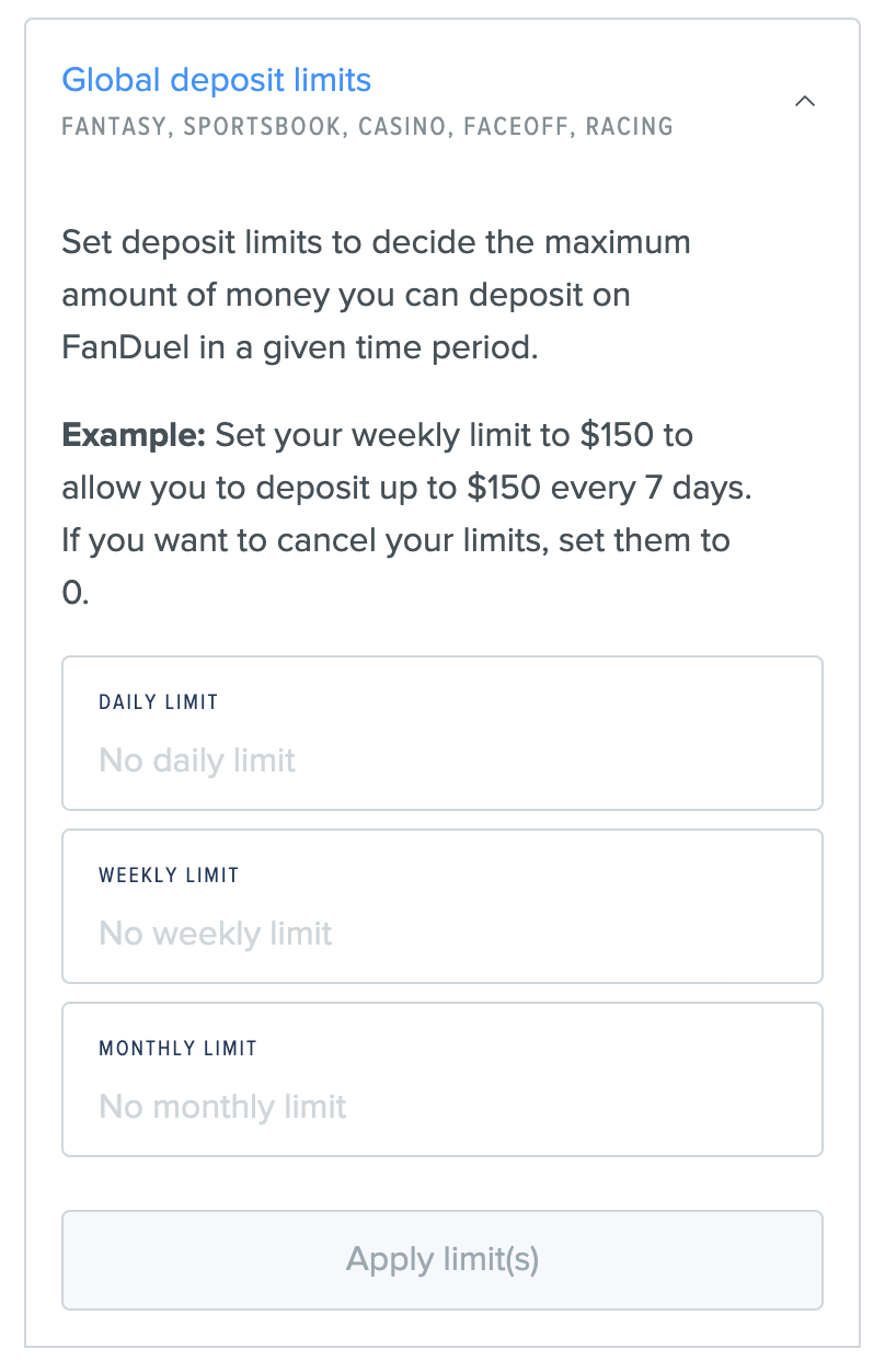 How do I set account limits on FanDuel?