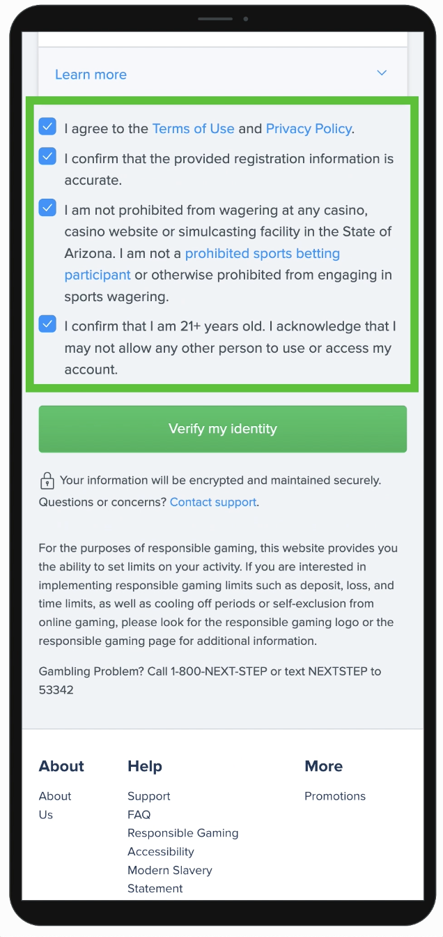 Prefilled verification with FanDuel
