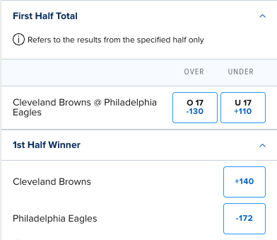 nfl 1st half lines