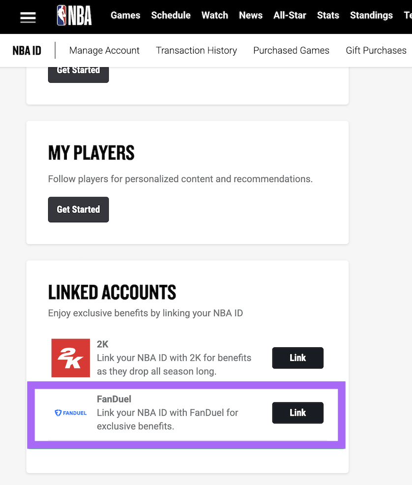 How do I link my NBA ID and FanDuel?